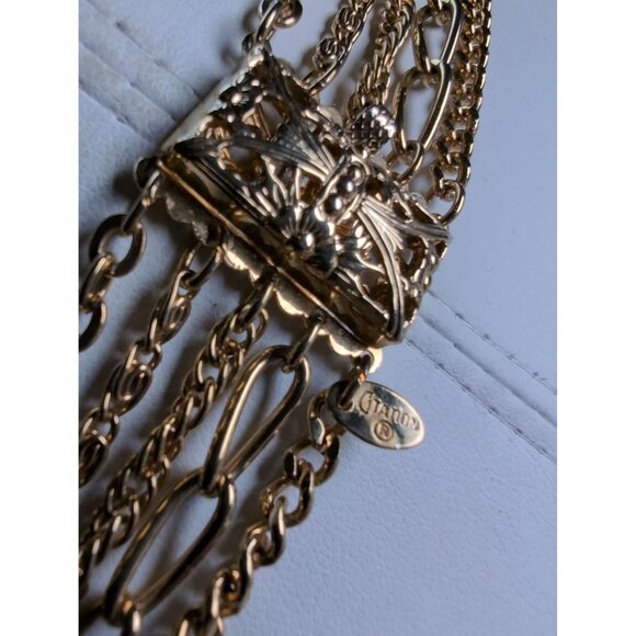 Vintage Signed Citation Multi-Strand Gold Tone Necklace Round Locket - Picture 3 of 3